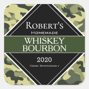 Personalized Camouflage Moonshine/Whiskey Label