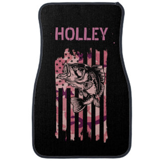 Personalized Camouflage USA Flag Bass Fishing Car Floor Mat