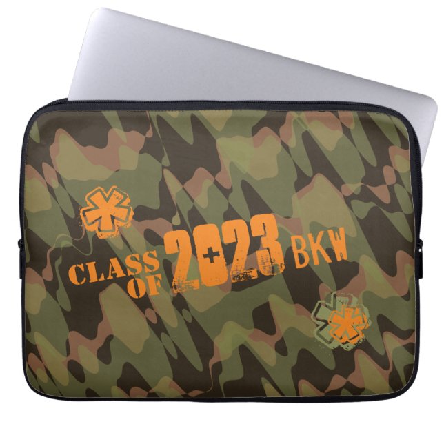 Personalized Camouflage Woodland Green Laptop Sleeve (Front)