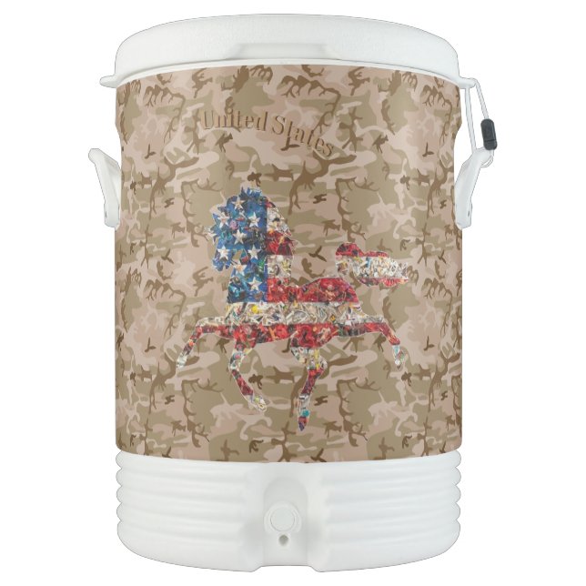 Personalized Camouflaged American Horsepower Beverage Cooler (Front)