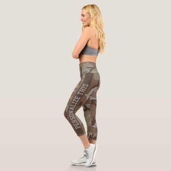 Personalized Camouflaged Brown Pattern Capri Leggings by Ricaso_Graphics at Zazzle