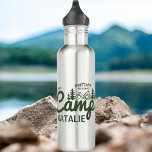 Personalized Camp Bach Bachelorette Party Custom Stainless Steel Water Bottle<br><div class="desc">Stay hydrated in style during your mountainous adventure with our Personalized Camp Bach Bachelorette Party Custom Stainless Steel Water Bottle – a forest green tumbler that combines functionality with a touch of nature-inspired elegance. This custom camp bachelorette water bottle is not just a hydration companion; it's a cherished keepsake, symbolizing...</div>