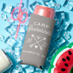 Personalized Camp Bachelorette Bride Seltzer Can Cooler