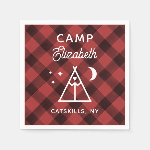 Personalized Camp Bachelorette Flannel  Napkins