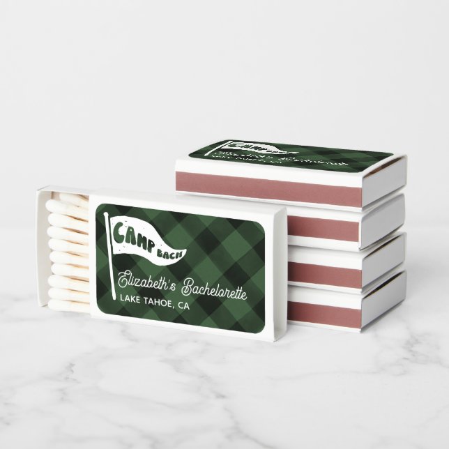 Personalized Camp Bachelorette Gettin' Lit Matchboxes (Stacked)