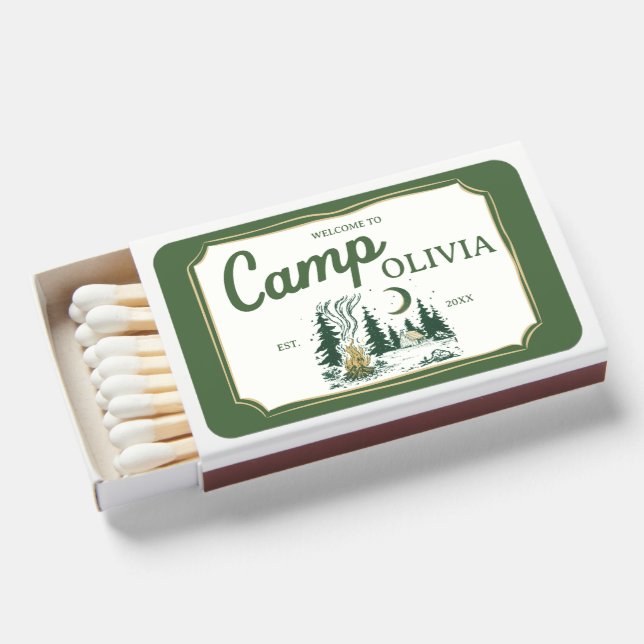 Personalized Camp Bachelorette Matchboxes (Front Open)