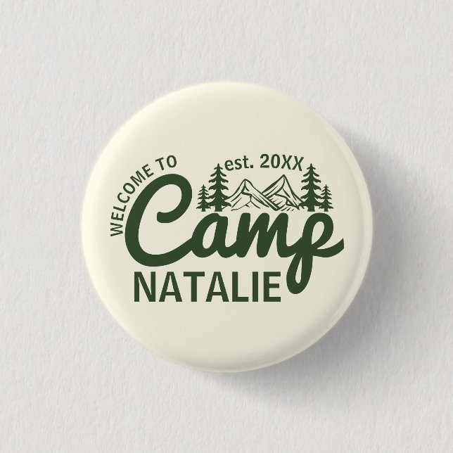 Personalized Camp Bachelorette Party Bridesmaids Button (Front)