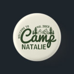Personalized Camp Bachelorette Party Bridesmaids Button<br><div class="desc">Immerse your bridal party in a unique and unforgettable glamping experience with our Personalized Camp Bachelorette Party Bridesmaids Button. Perfect for a "wild in the woods" celebration, these buttons blend rustic charm with elegant design, featuring whimsical elements like mountains and mimosas. They are the ideal accessory for your camp-themed bachelorette,...</div>