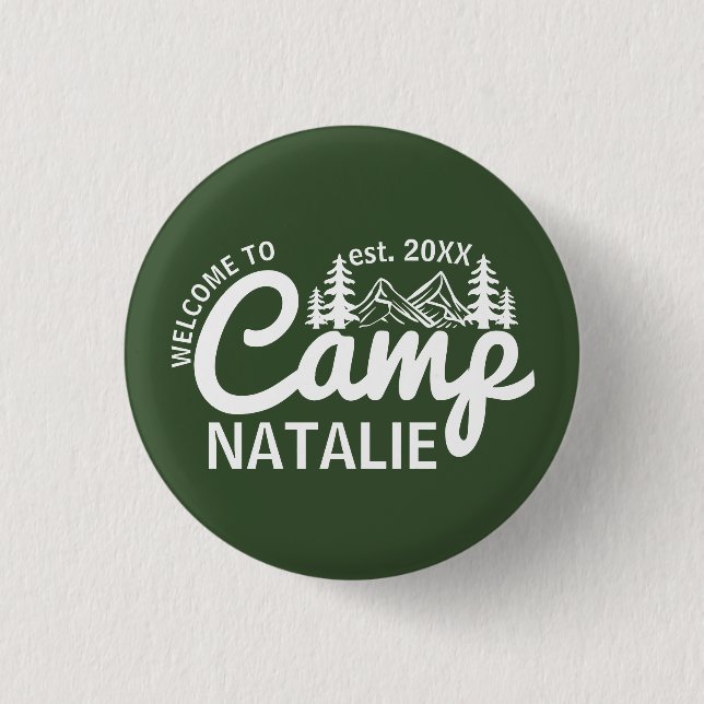 Personalized Camp Bachelorette Party Bridesmaids Button (Front)