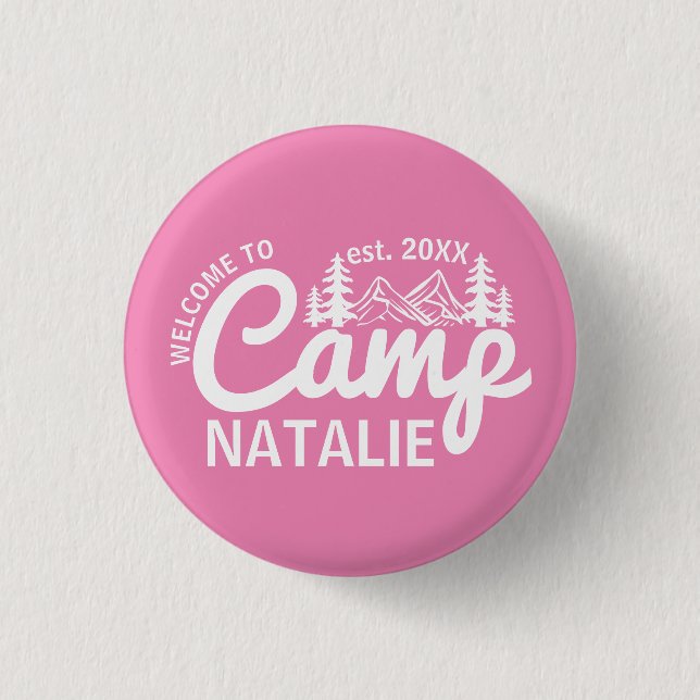 Personalized Camp Bachelorette Party Bridesmaids Button (Front)