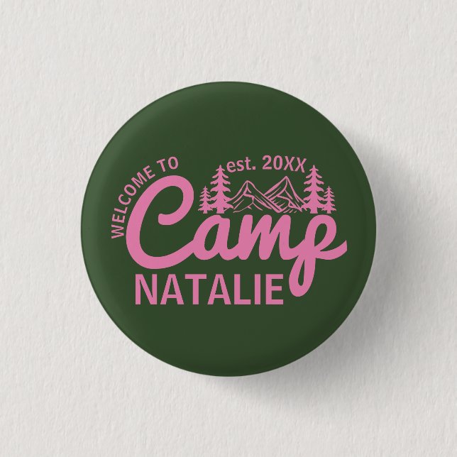 Personalized Camp Bachelorette Party Bridesmaids Button (Front)