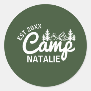 Personalized Camp Bachelorette Party Bridesmaids Classic Round Sticker