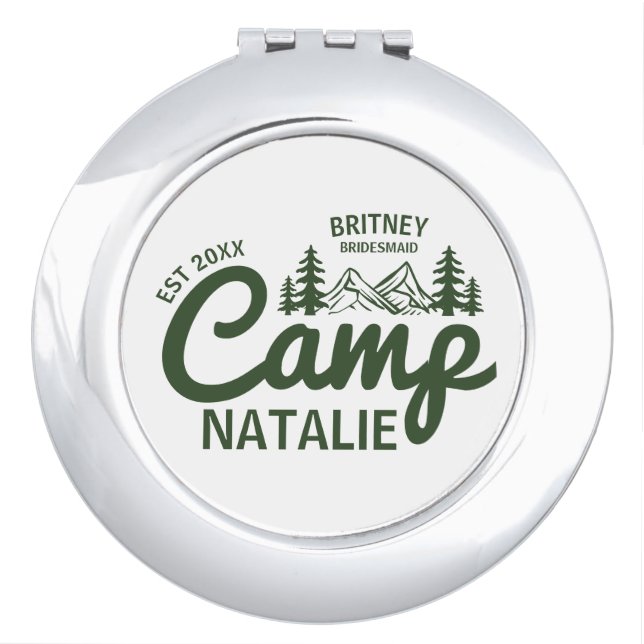 Personalized Camp Bachelorette Party Bridesmaids Compact Mirror (Front)