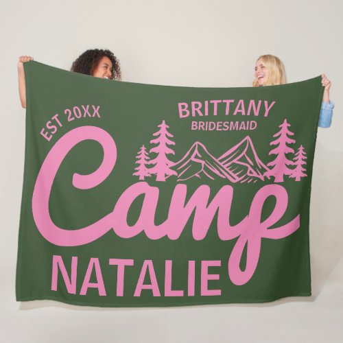 Personalized Camp Bachelorette Party Bridesmaids Fleece Blanket