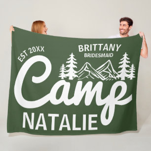 Personalized Camp Bachelorette Party Bridesmaids Fleece Blanket