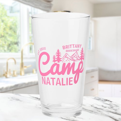Personalized Camp Bachelorette Party Bridesmaids Glass