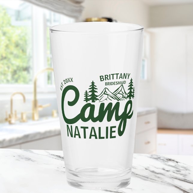 Personalized Camp Bachelorette Party Bridesmaids Glass (Creator Uploaded)