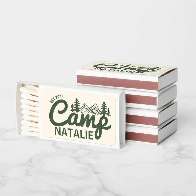 Personalized Camp Bachelorette Party Bridesmaids Matchboxes (Stacked)