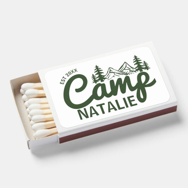 Personalized Camp Bachelorette Party Bridesmaids Matchboxes (Front Open)