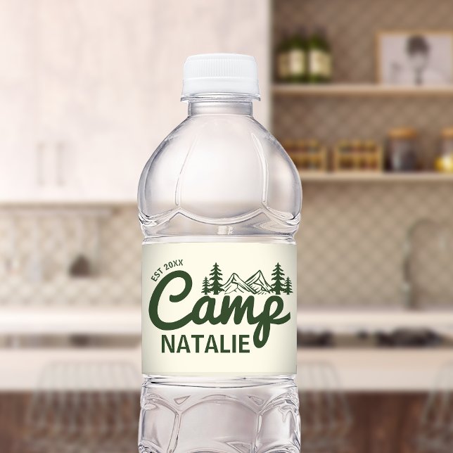Personalized Camp Bachelorette Party Bridesmaids Water Bottle Label (Creator Uploaded)