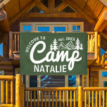 Personalized Camp Bachelorette Party Cool Welcome Banner<br><div class="desc">Elevate your Camp Bachelorette Party experience with our enchanting Personalized Cool Welcome Banner, meticulously crafted for a celebration that blends the allure of nature with the spirit of glamping. This unique banner is not just a decoration; it's a symbolic gateway to your wild and wonderful adventure. Featuring a Camp Bach...</div>