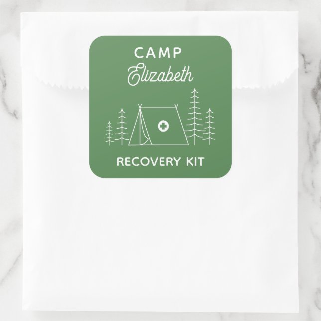 Personalized Camp Bachelorette Recovery Kit Square Sticker (Bag)