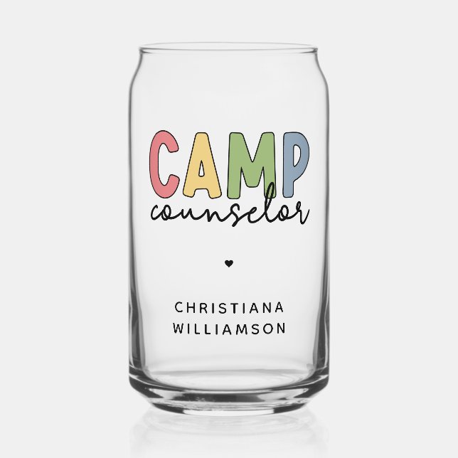 Personalized Camp Counselor Gifts Can Glass (Front)