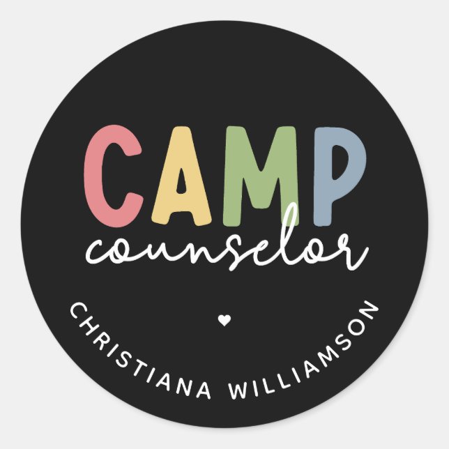 Personalized Camp Counselor Gifts Classic Round Sticker (Front)