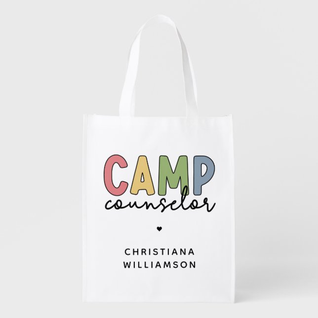 Personalized Camp Counselor Gifts Grocery Bag (Front)