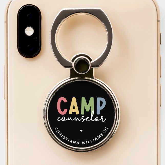 Personalized Camp Counselor Gifts Phone Ring Stand (Close Up)