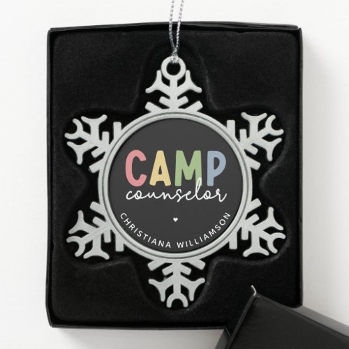 Personalized Camp Counselor Gifts Snowflake Pewter Christmas Ornament