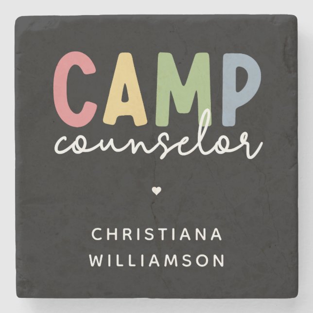 Personalized Camp Counselor Gifts Stone Coaster (Front)