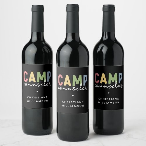 Personalized Camp Counselor Gifts Wine Label