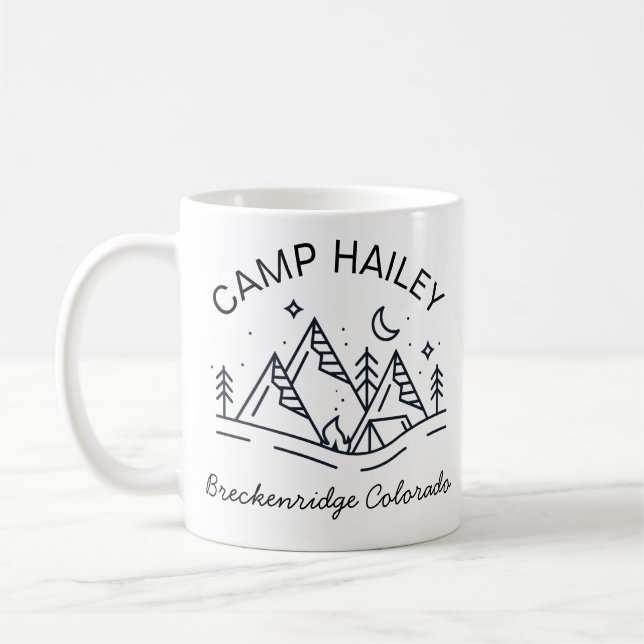 Personalized camp mug, personalized campfire mug,  coffee mug (Left)