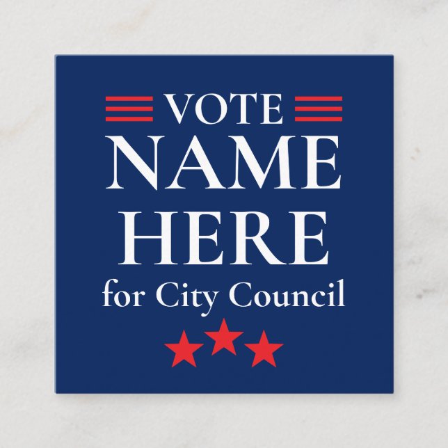 Personalized Campaign Election Square Business Card (Front)