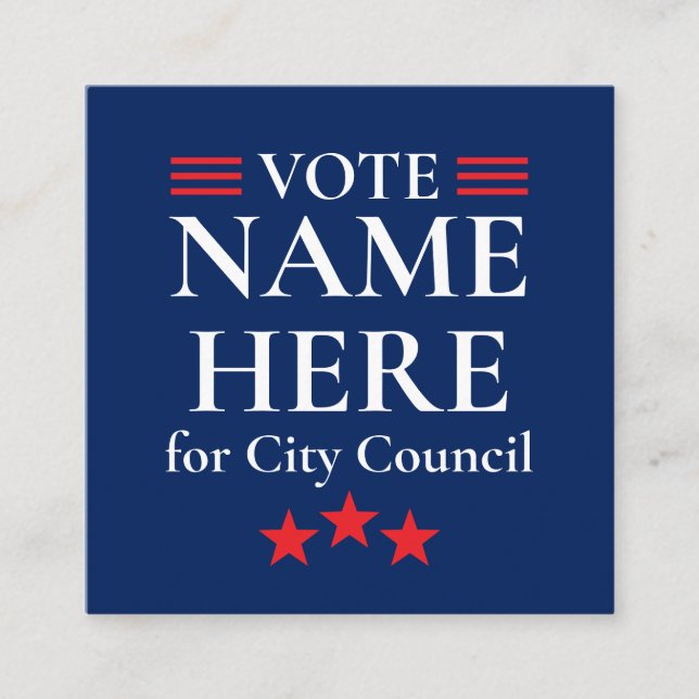 Personalized Campaign Election Square Business Card (Front)