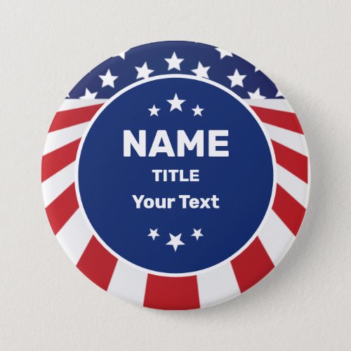 Personalized Campaign Election USA Flag Button