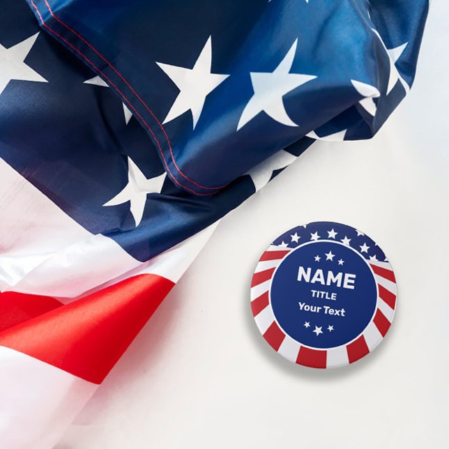 Personalized Campaign Election USA Flag Button (Creator Uploaded)