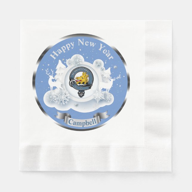Personalized Campbell Clan Badge Winter Napkins (Front)