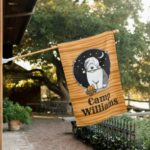 Personalized Camper Old English Sheepdog Gray 1 House Flag