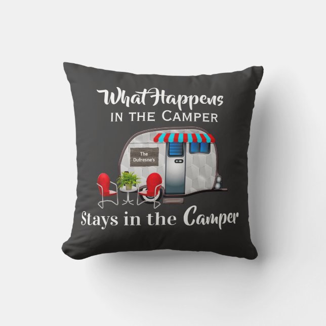 Personalized Camper Throw Pillow (Front)