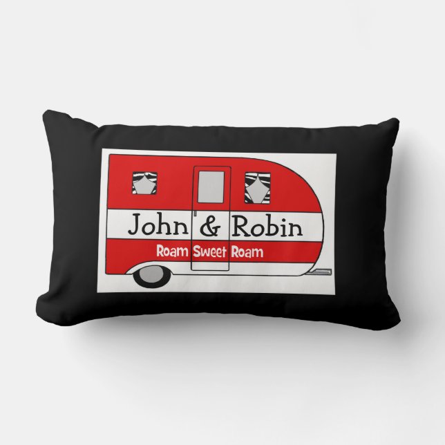 Personalized Camper Throw Pillow "Roam Sweet Roam" (Front)