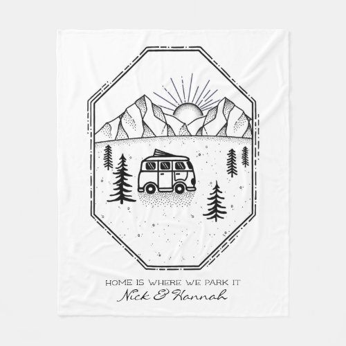 Personalized Camper Van Life Outdoors Camping Fleece Blanket