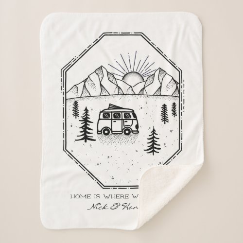 Personalized Camper Van Life Outdoors Camping Sherpa Blanket