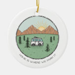 Personalized Camper Van Outdoors Trip Year Review Ceramic Ornament