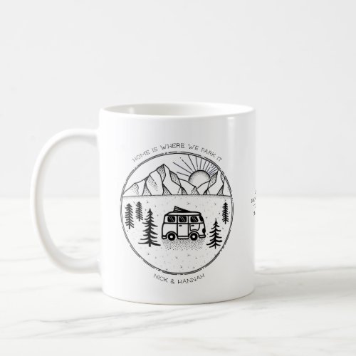 Personalized Camper Van Outdoors Trip Year Review  Coffee Mug