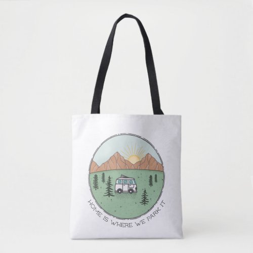 Personalized Campers Van Life Outdoors Mountain Tote Bag