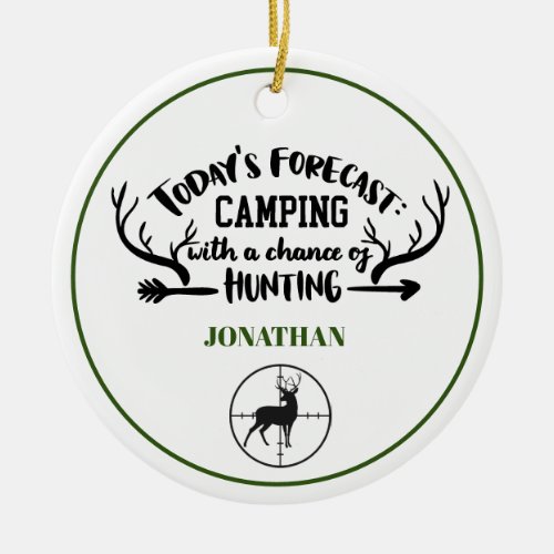 Personalized Camping and Hunting Ceramic Ornament