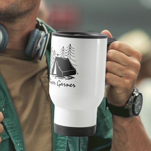 Personalized Camping Doodle Art Summer Camp Travel Mug