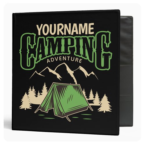Personalized Camping Family Camp Trip Adventure   3 Ring Binder